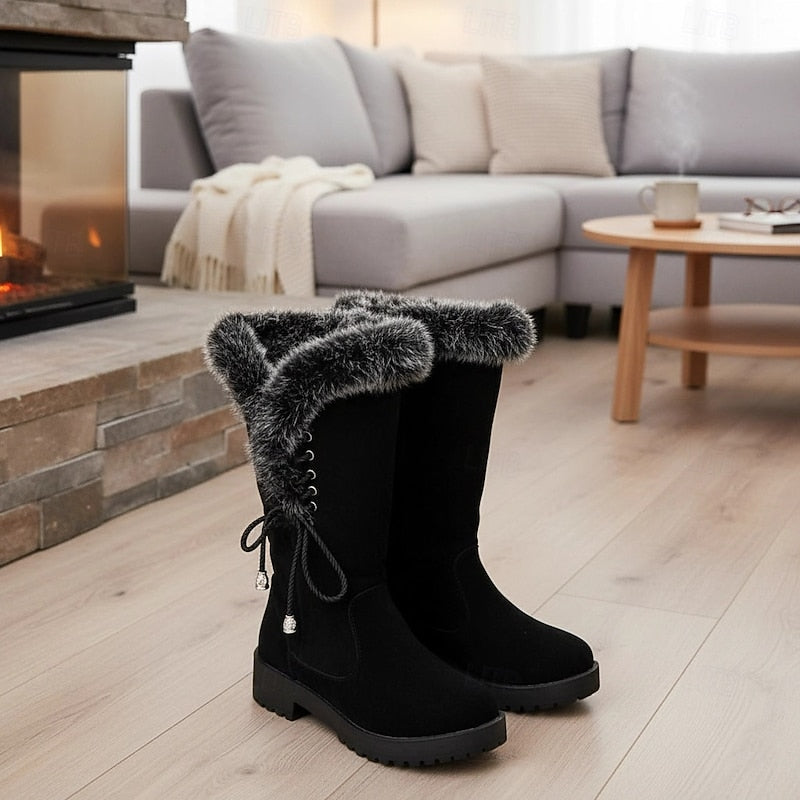 Calvara | Women's Fur-Trimmed Knee-High Boots
