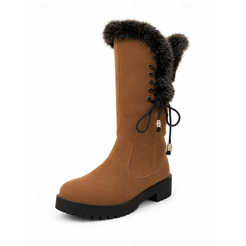 Calvara | Women's Fur-Trimmed Knee-High Boots