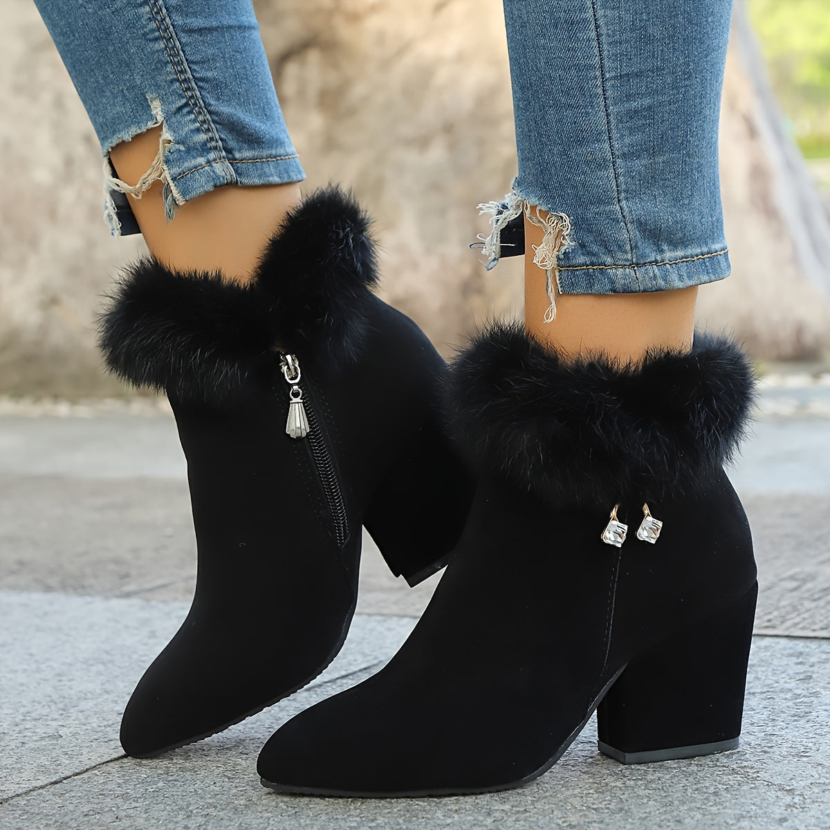 Calenna | Women's Fur-Trim Ankle Boots