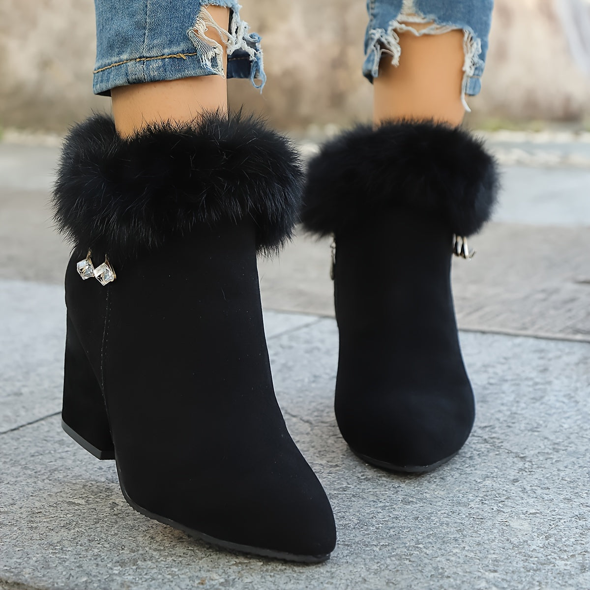 Calenna | Women's Fur-Trim Ankle Boots
