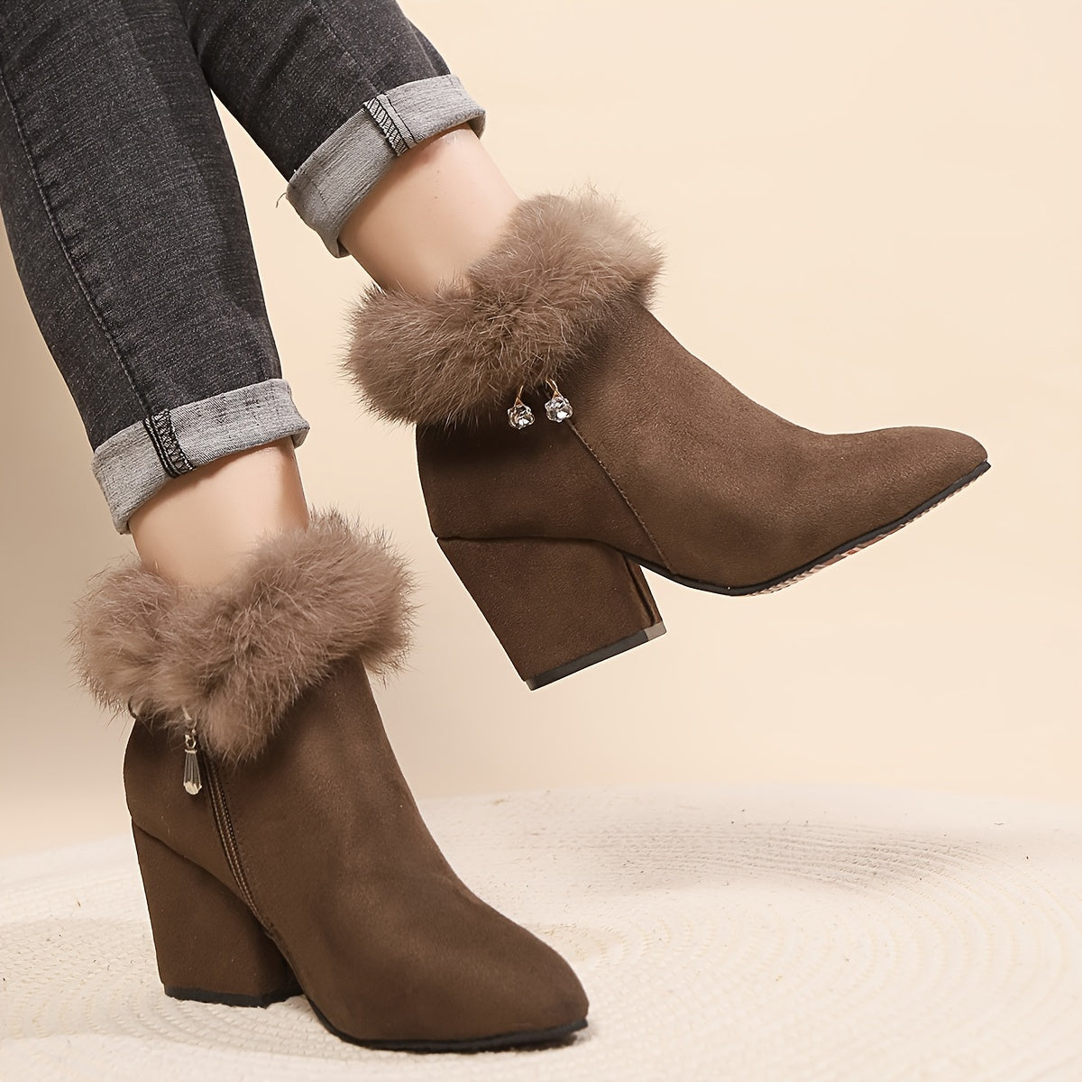 Calenna | Women's Fur-Trim Ankle Boots