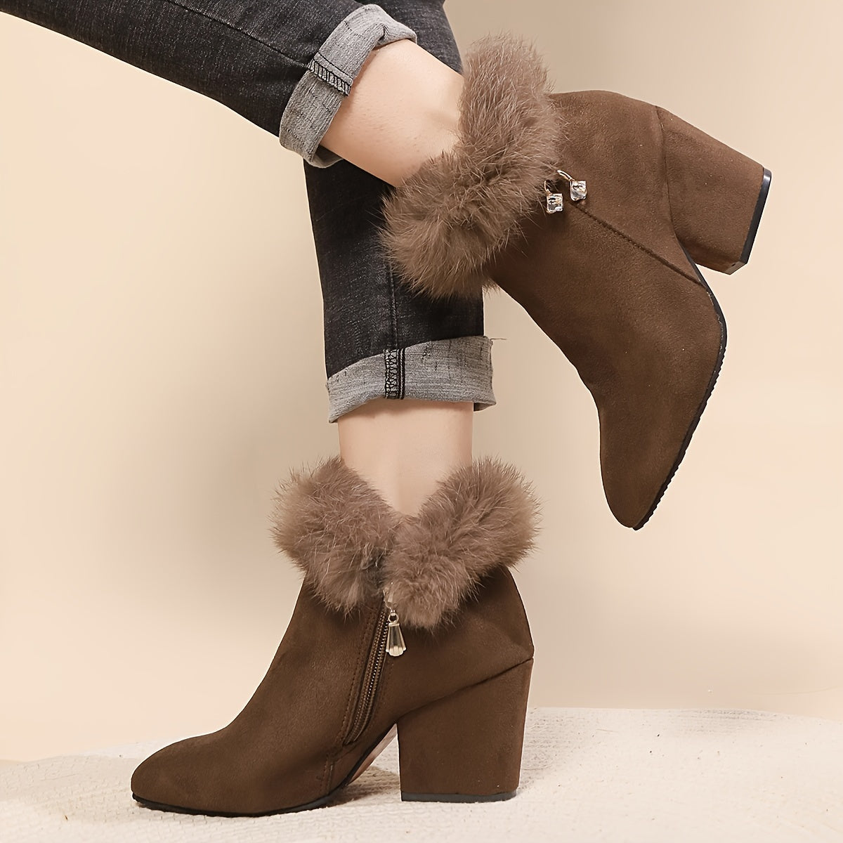 Calenna | Women's Fur-Trim Ankle Boots