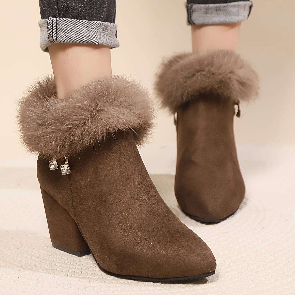 Calenna | Women's Fur-Trim Ankle Boots