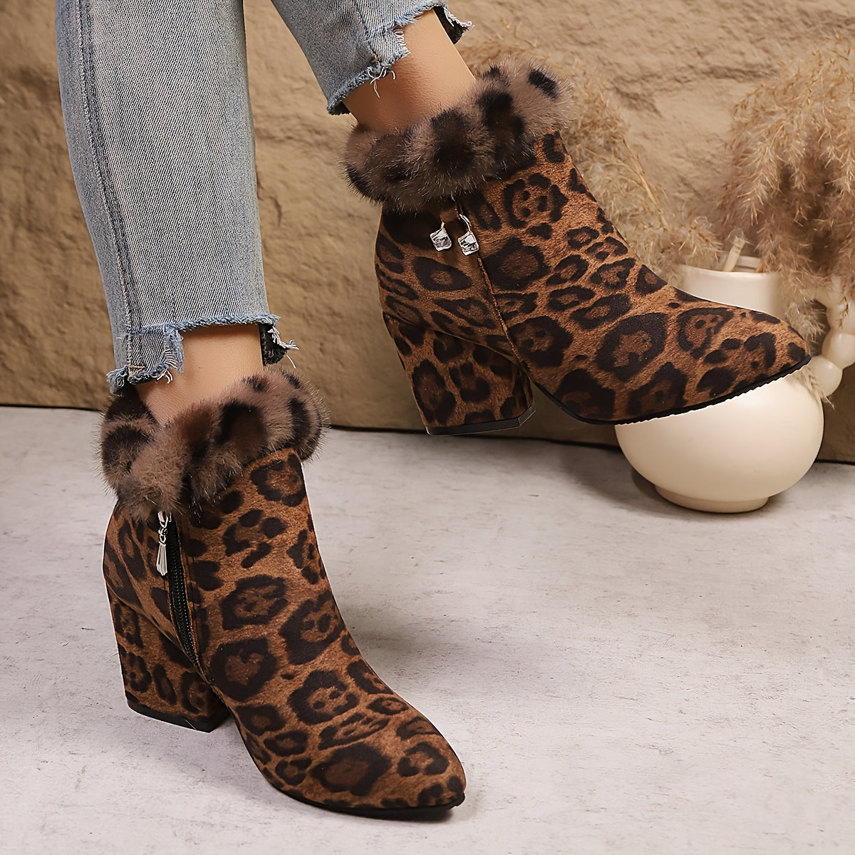 Calenna | Women's Fur-Trim Ankle Boots