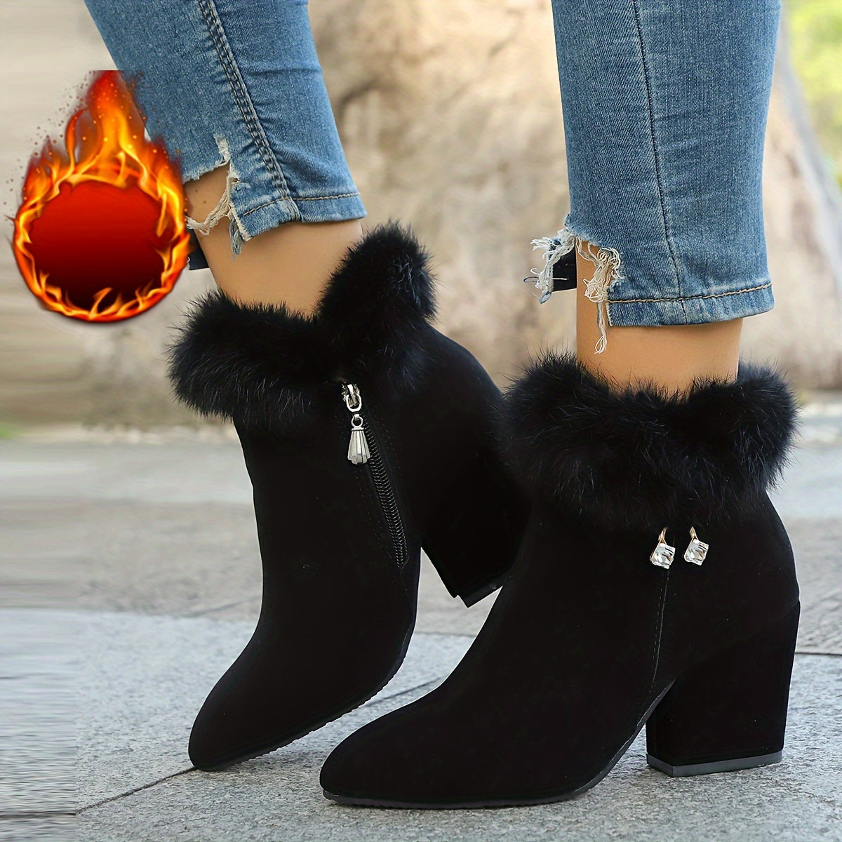 Calenna | Women's Fur-Trim Ankle Boots