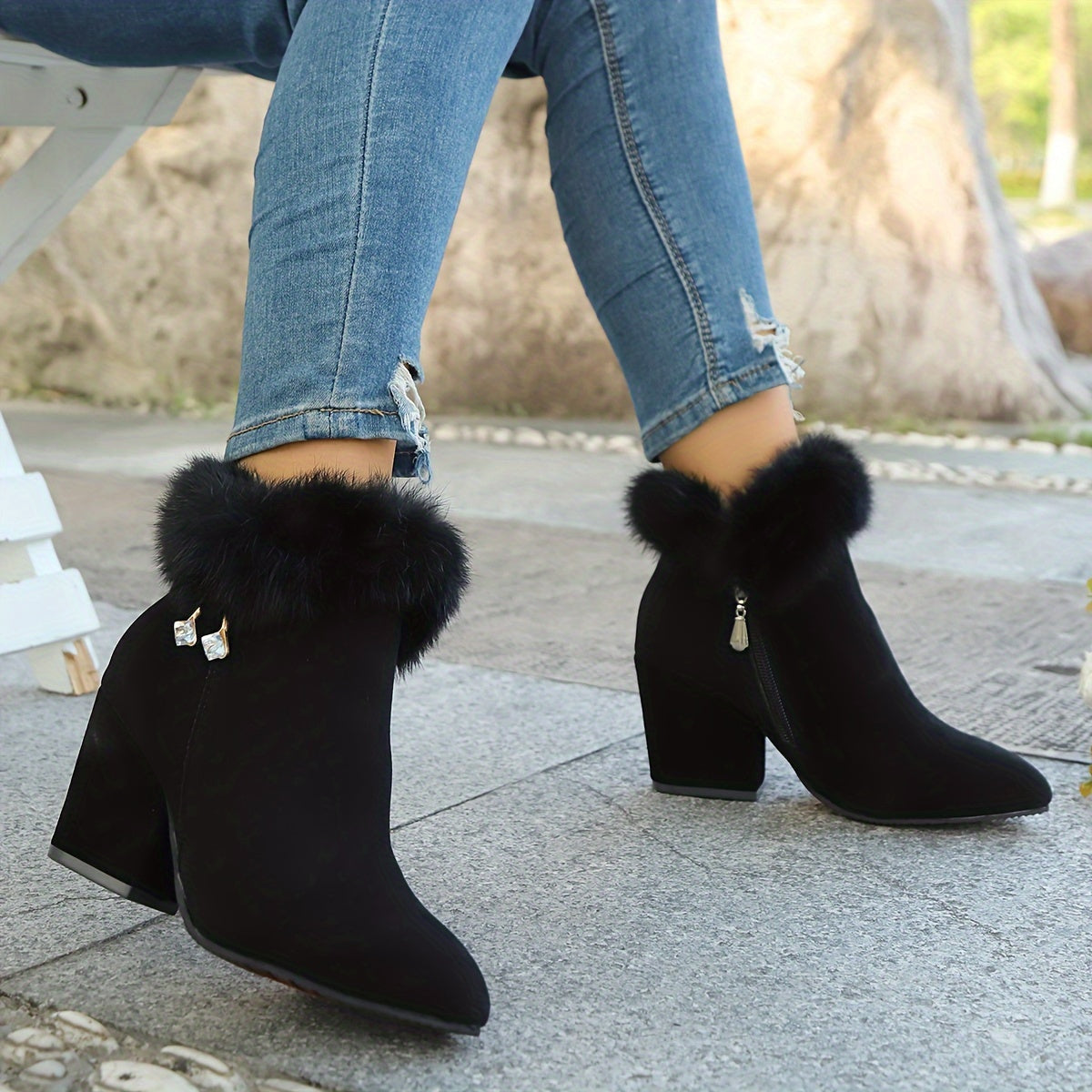 Calenna | Women's Fur-Trim Ankle Boots