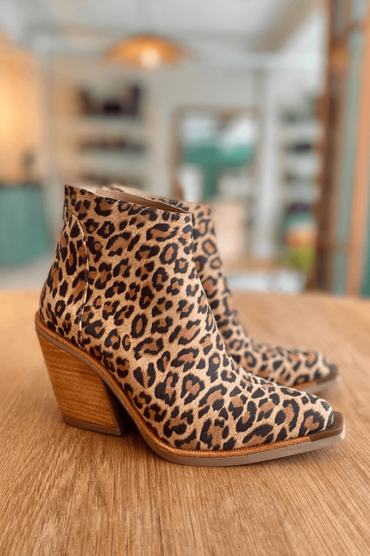 Cassandra | Women's Leopard Print Pointed Toe Ankle Boots