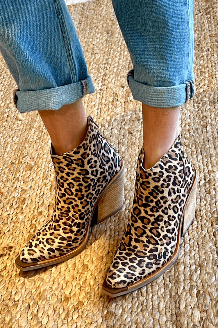 Cassandra | Women's Leopard Print Pointed Toe Ankle Boots