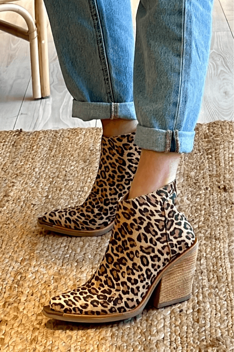 Cassandra | Women's Leopard Print Pointed Toe Ankle Boots
