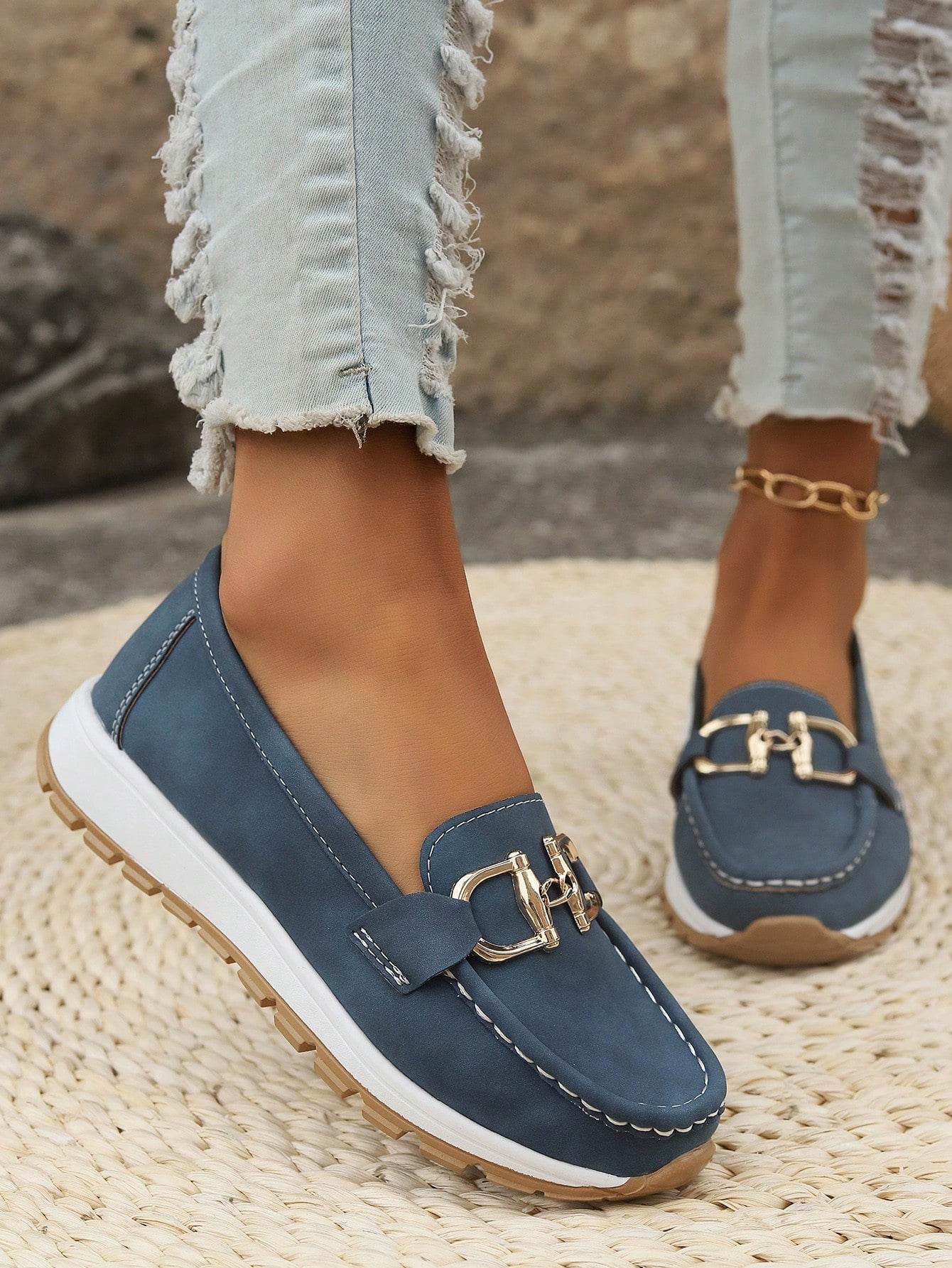 Catalina | Women's Gold Buckle Platform Loafers
