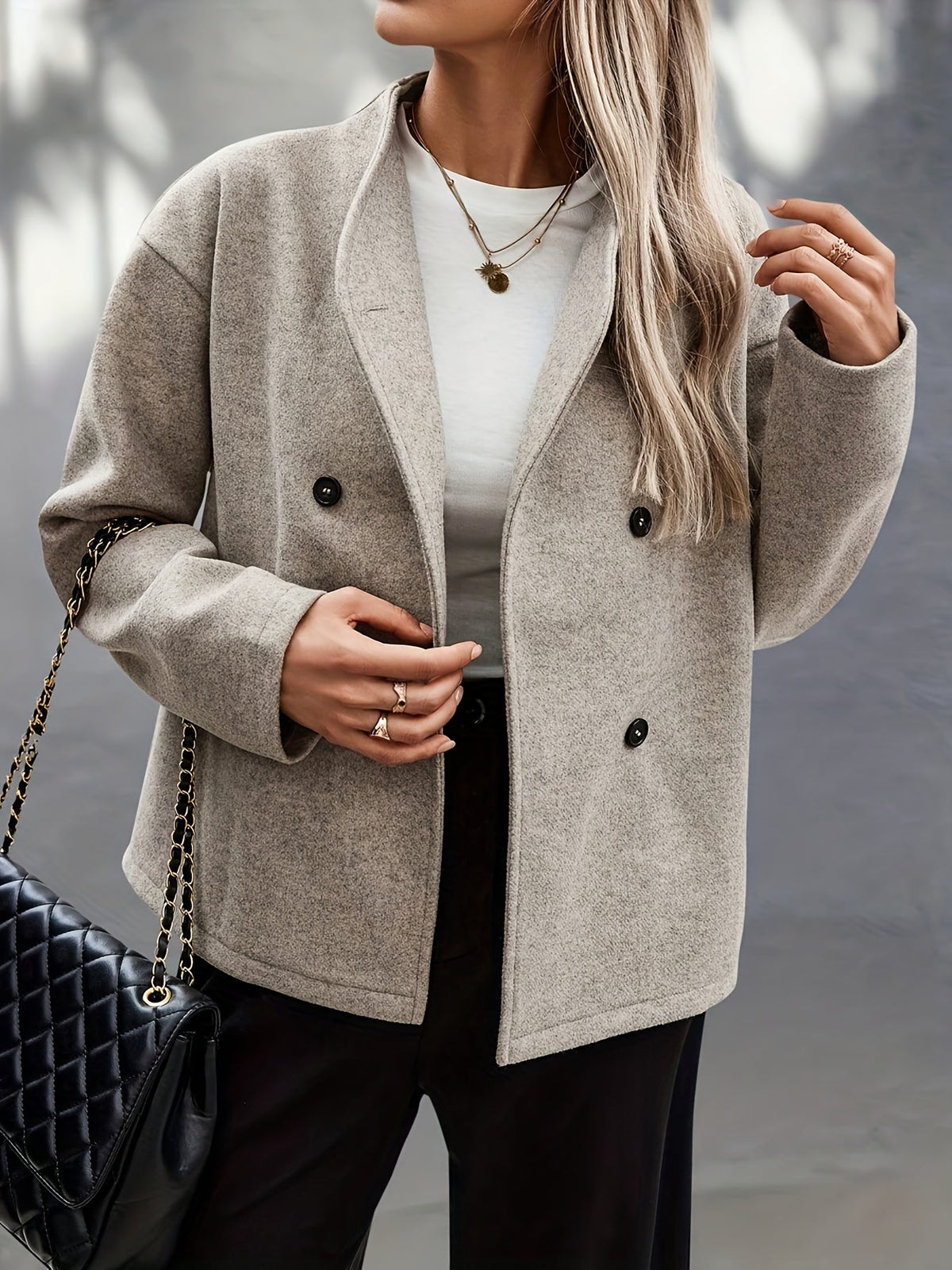 Delphine | Women's Apricot Wool Pea Coat