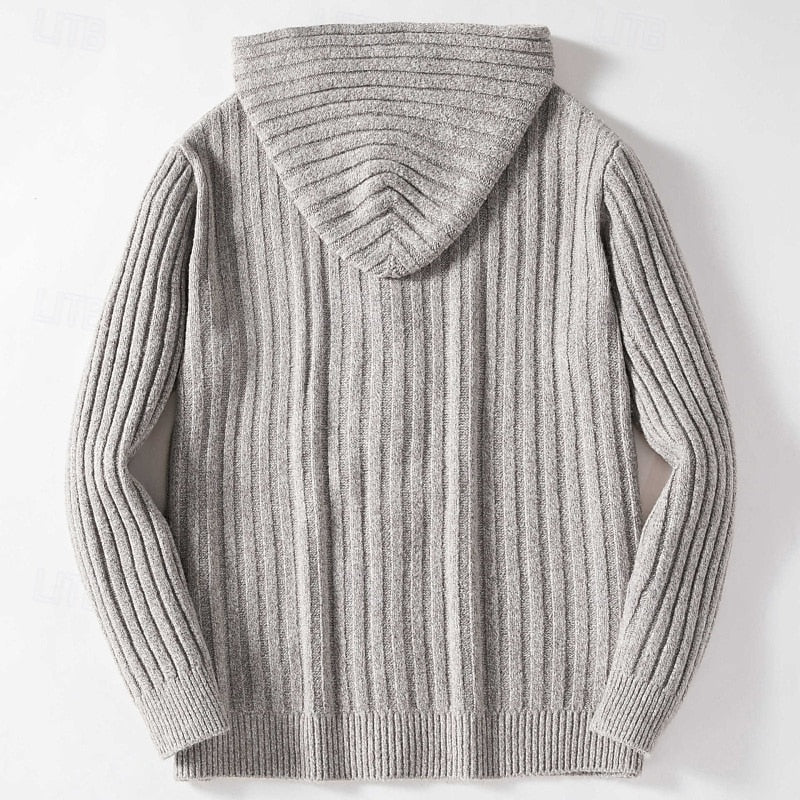Clavern | Men's Cozy Hooded Cable-Knit Cardigan