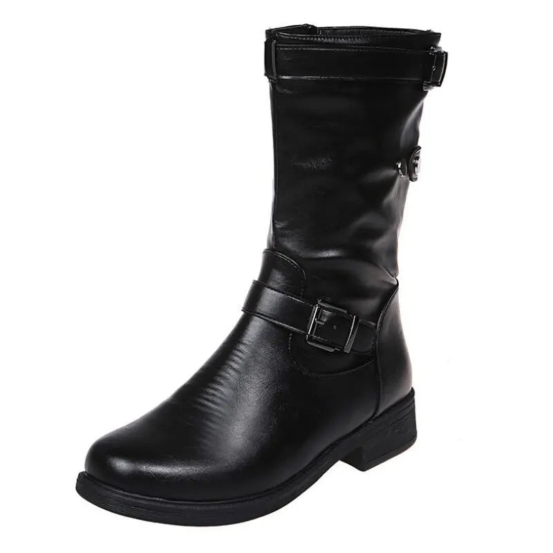 Grace | Women's Buckle Strap Slouchy Mid Calf Boots
