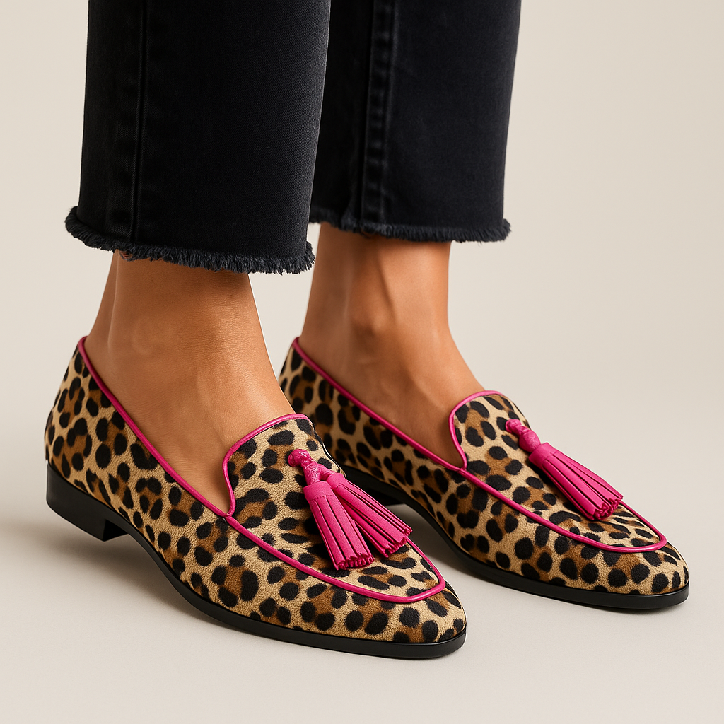 Cordula | Women's Tassel Leopard Print Loafers