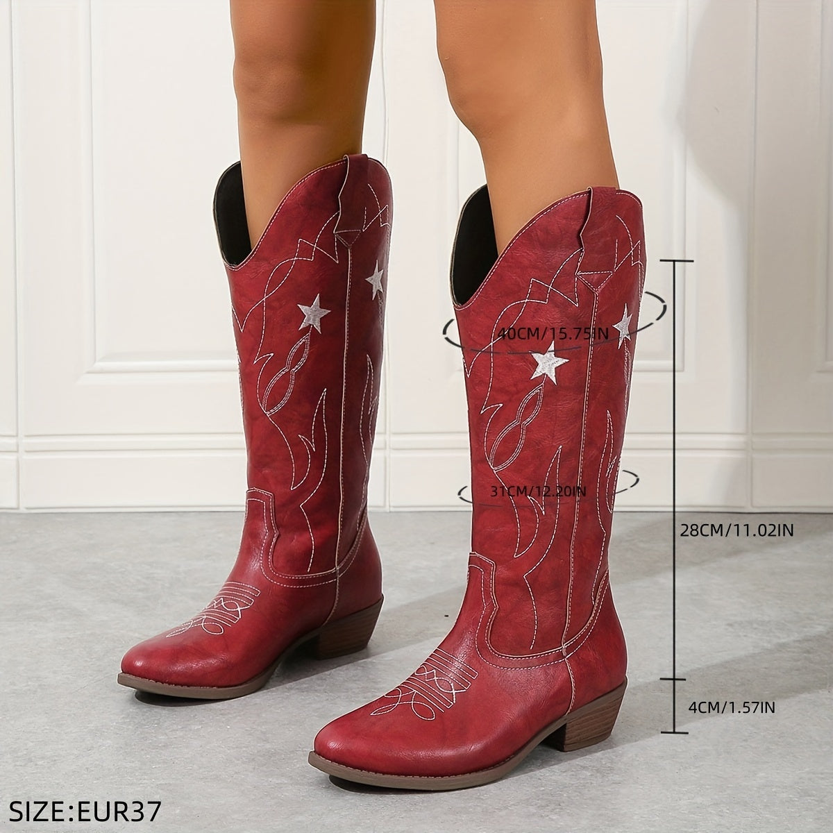 Coreva | Women's Flame Stitched Western Boots