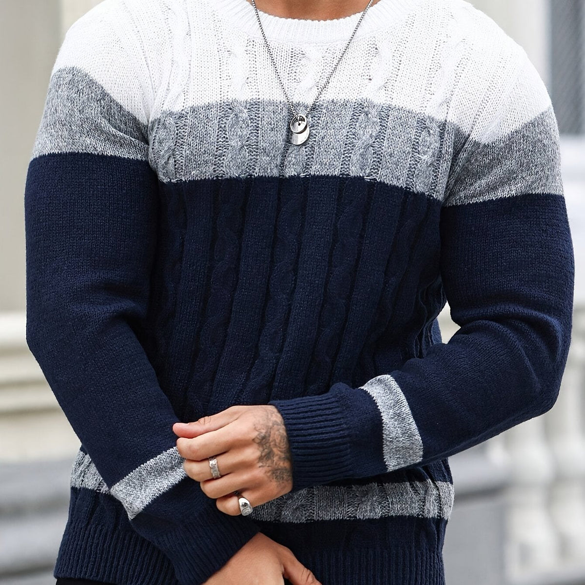 Corvan | Men's Cozy Colour Block Sweater