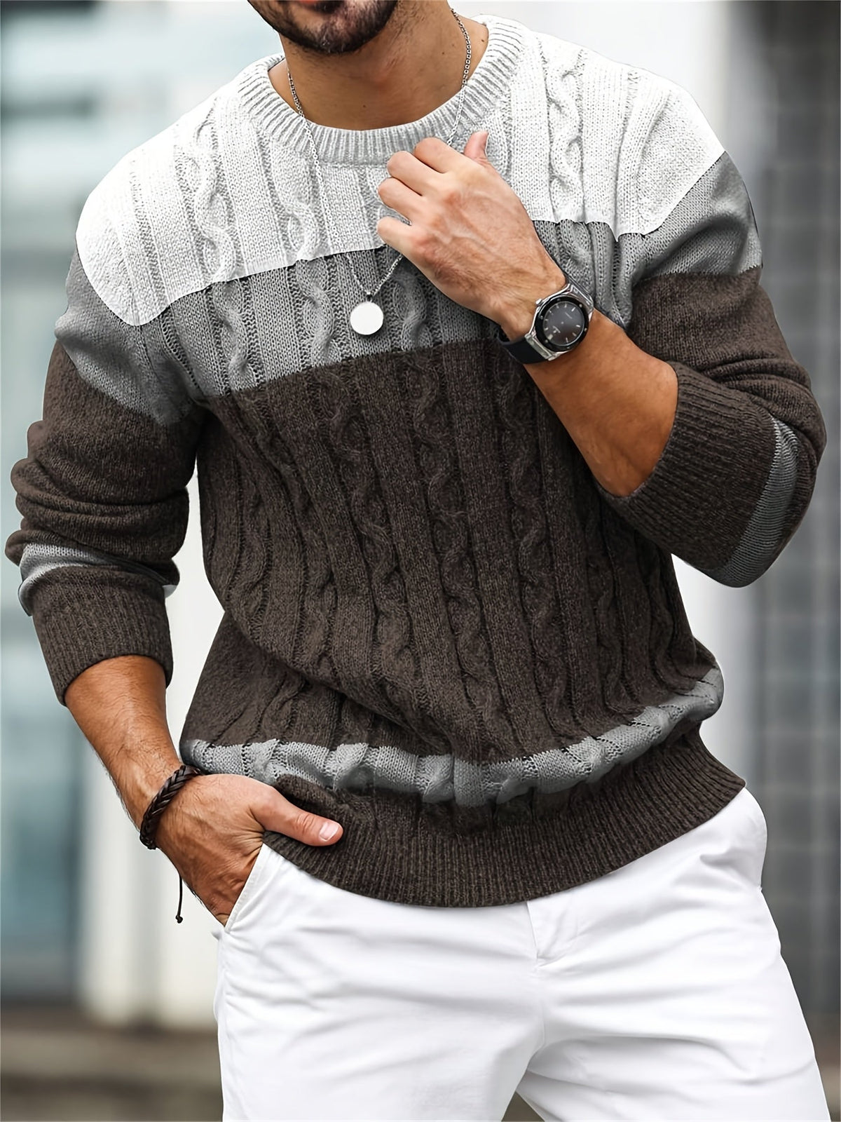 Corvan | Men's Cozy Colour Block Sweater