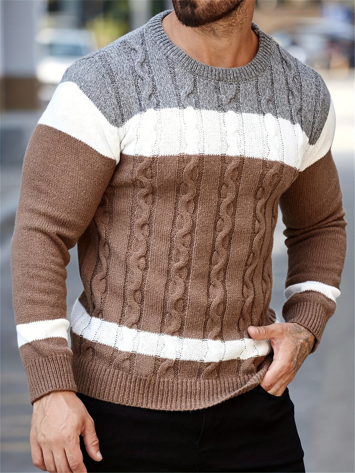 Corvan | Men's Cozy Colour Block Sweater