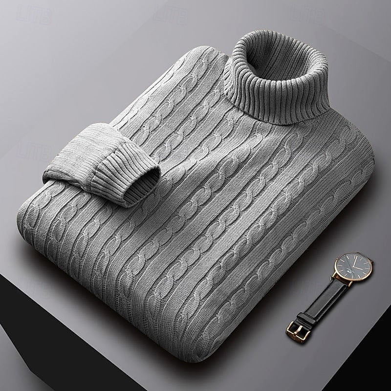 Corvyn | Men's Warm Cable Knit Turtleneck Sweater