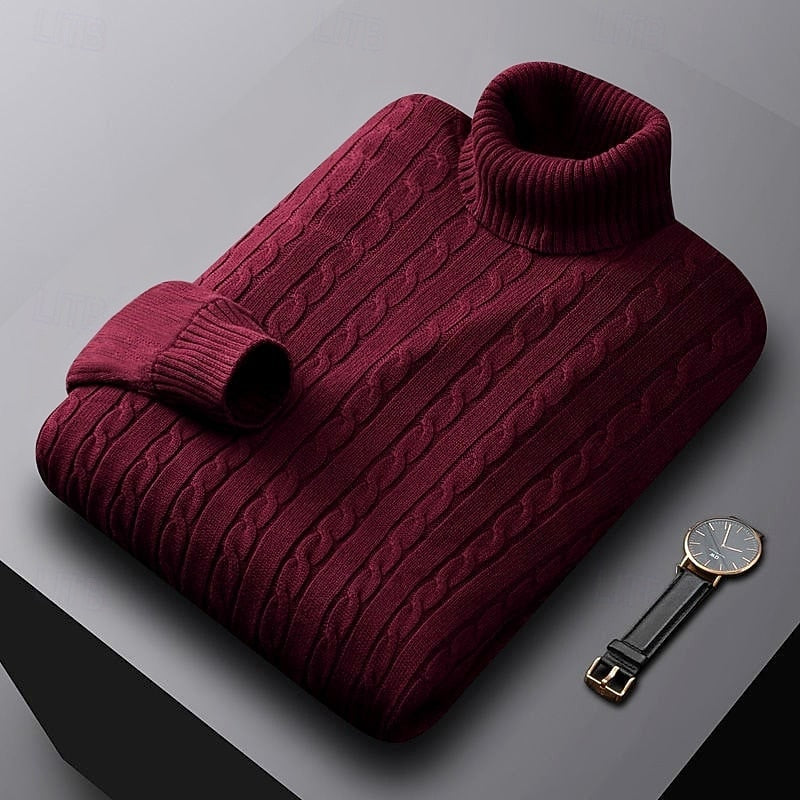 Corvyn | Men's Warm Cable Knit Turtleneck Sweater