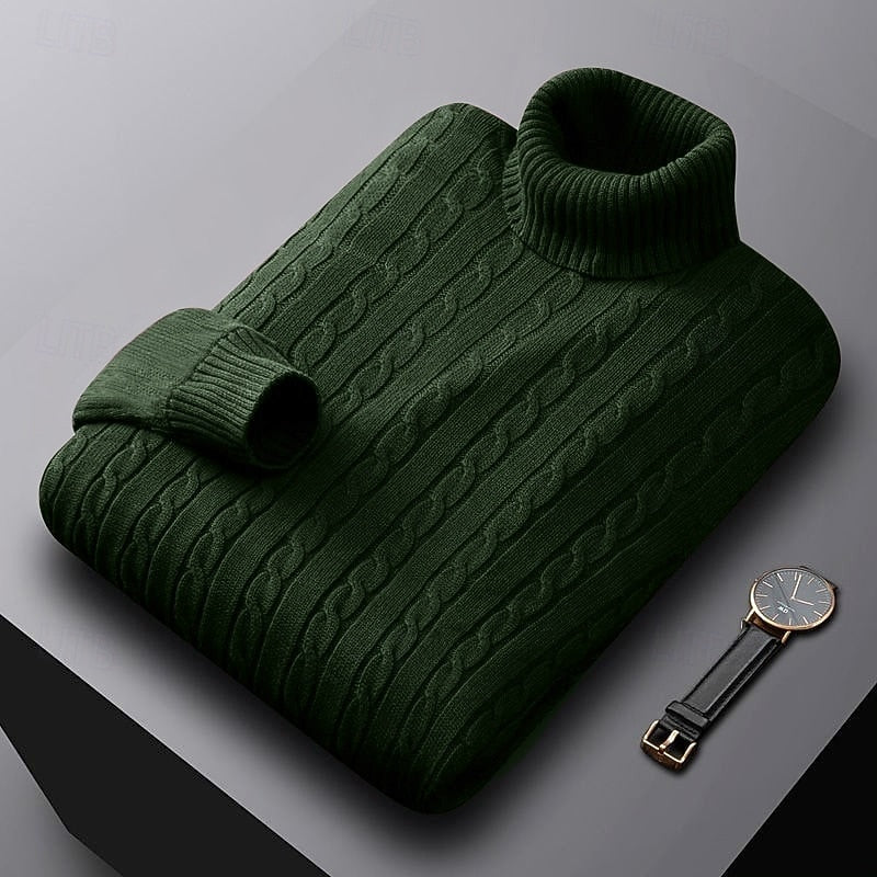 Corvyn | Men's Warm Cable Knit Turtleneck Sweater
