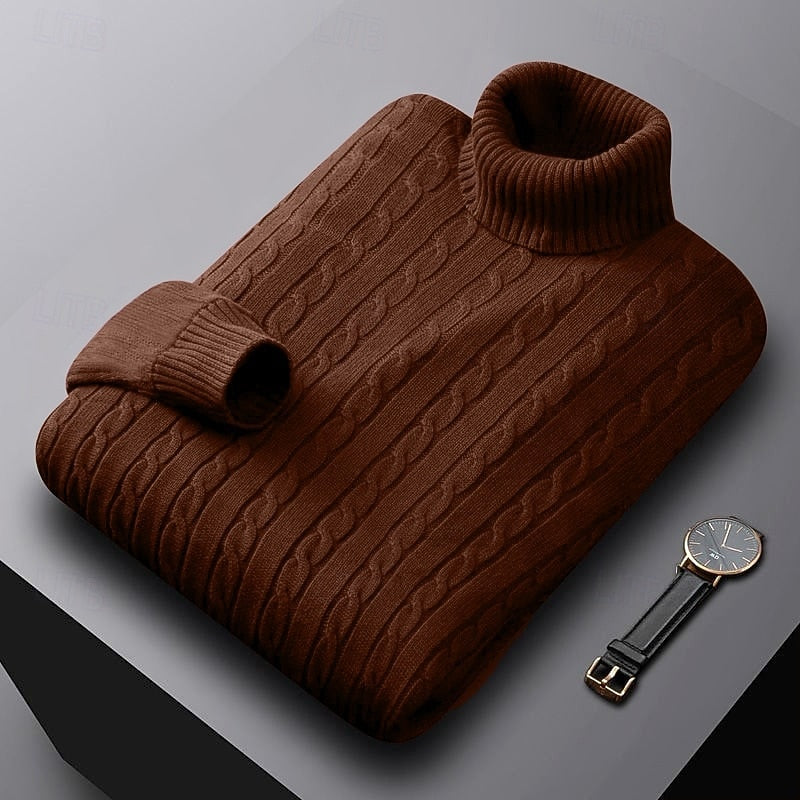Corvyn | Men's Warm Cable Knit Turtleneck Sweater