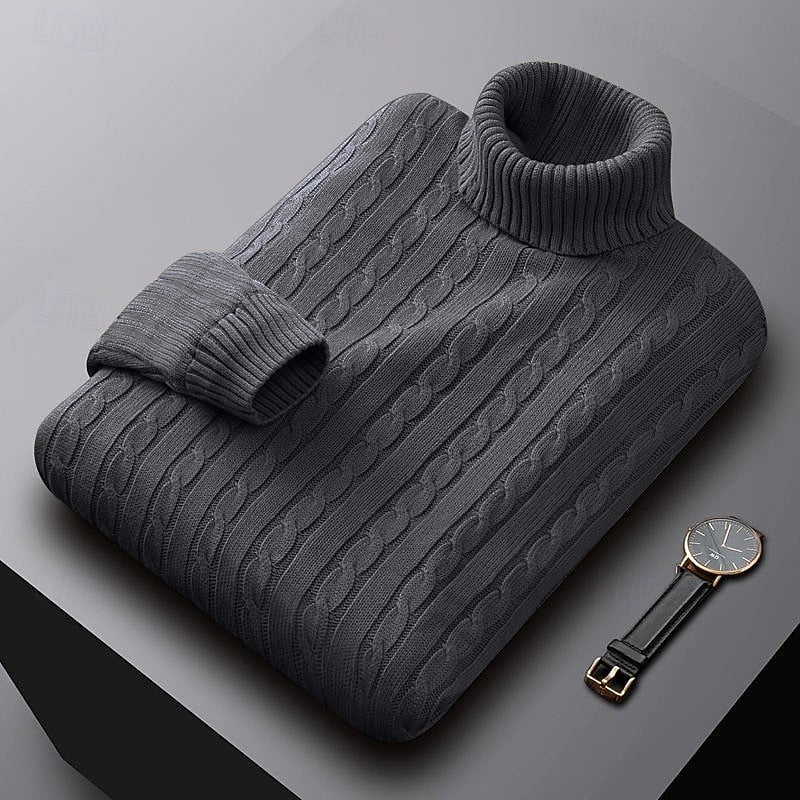 Corvyn | Men's Warm Cable Knit Turtleneck Sweater