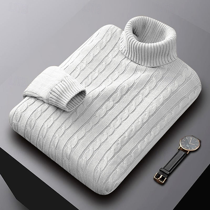 Corvyn | Men's Warm Cable Knit Turtleneck Sweater
