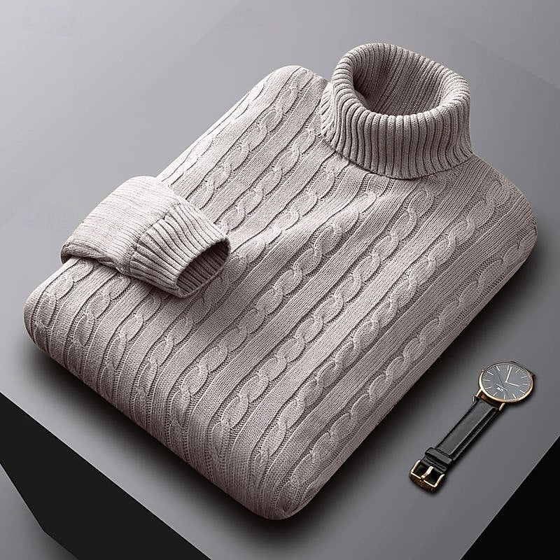 Corvyn | Men's Warm Cable Knit Turtleneck Sweater
