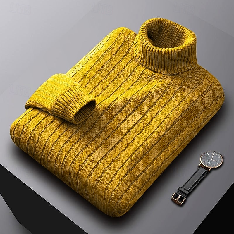 Corvyn | Men's Warm Cable Knit Turtleneck Sweater