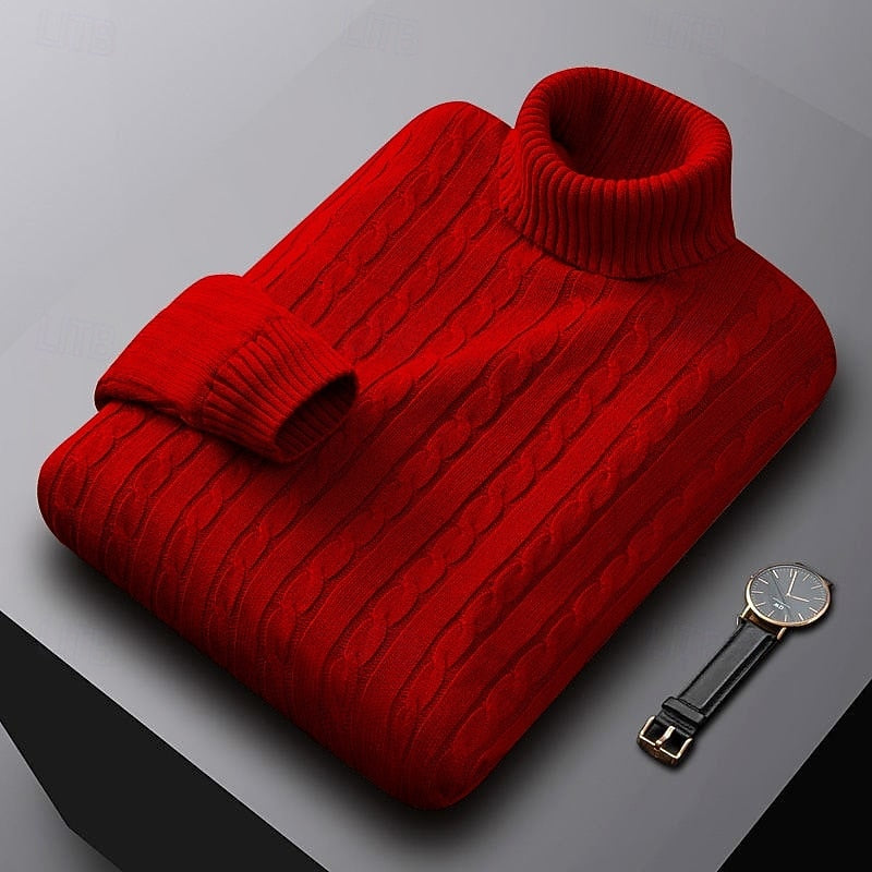 Corvyn | Men's Warm Cable Knit Turtleneck Sweater