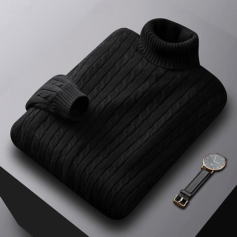 Corvyn | Men's Warm Cable Knit Turtleneck Sweater