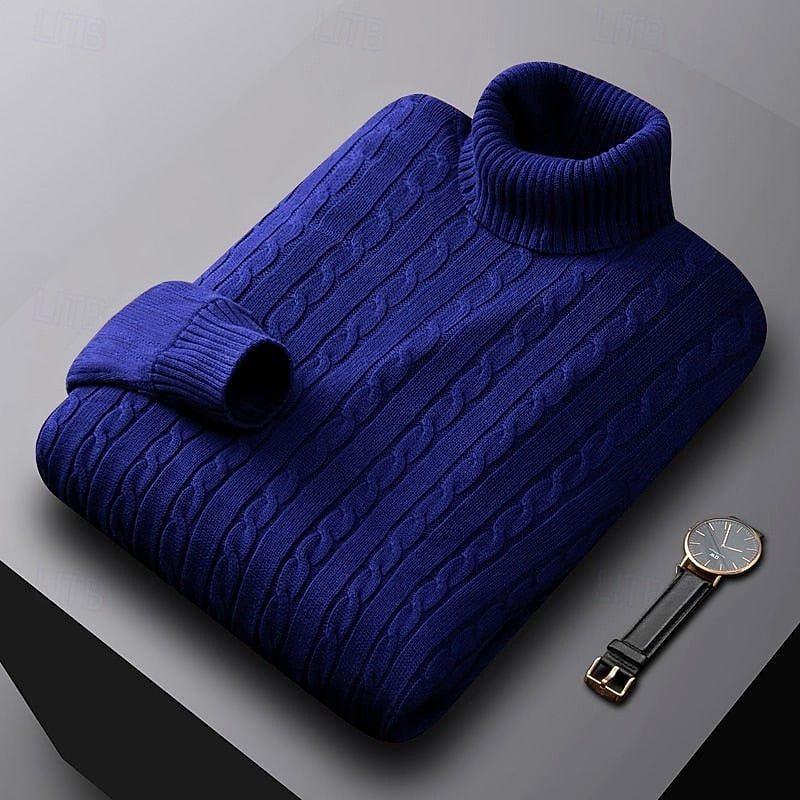 Corvyn | Men's Warm Cable Knit Turtleneck Sweater