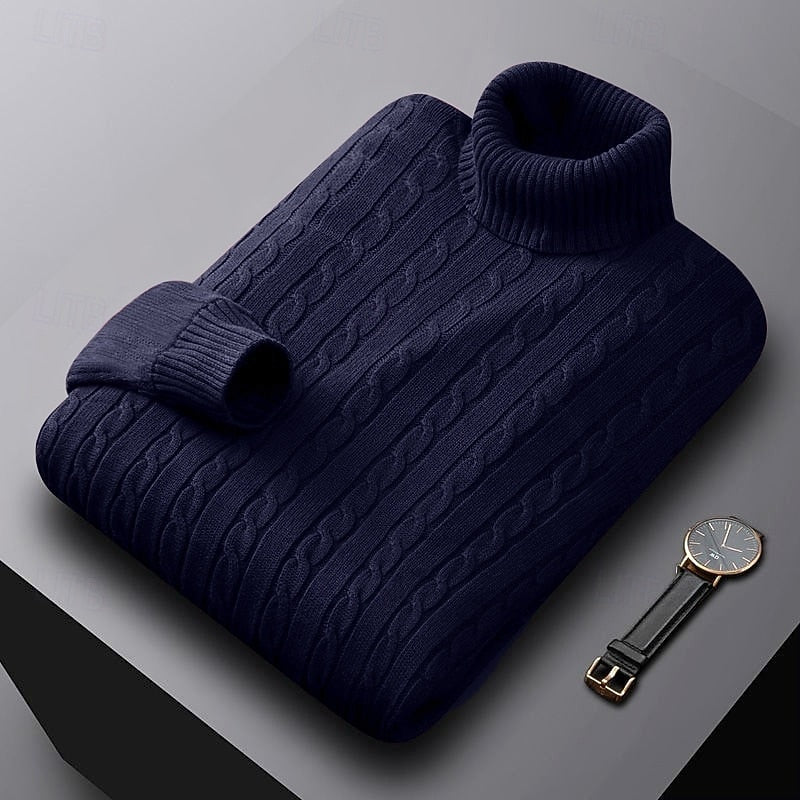 Corvyn | Men's Warm Cable Knit Turtleneck Sweater