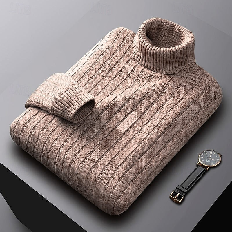 Corvyn | Men's Warm Cable Knit Turtleneck Sweater