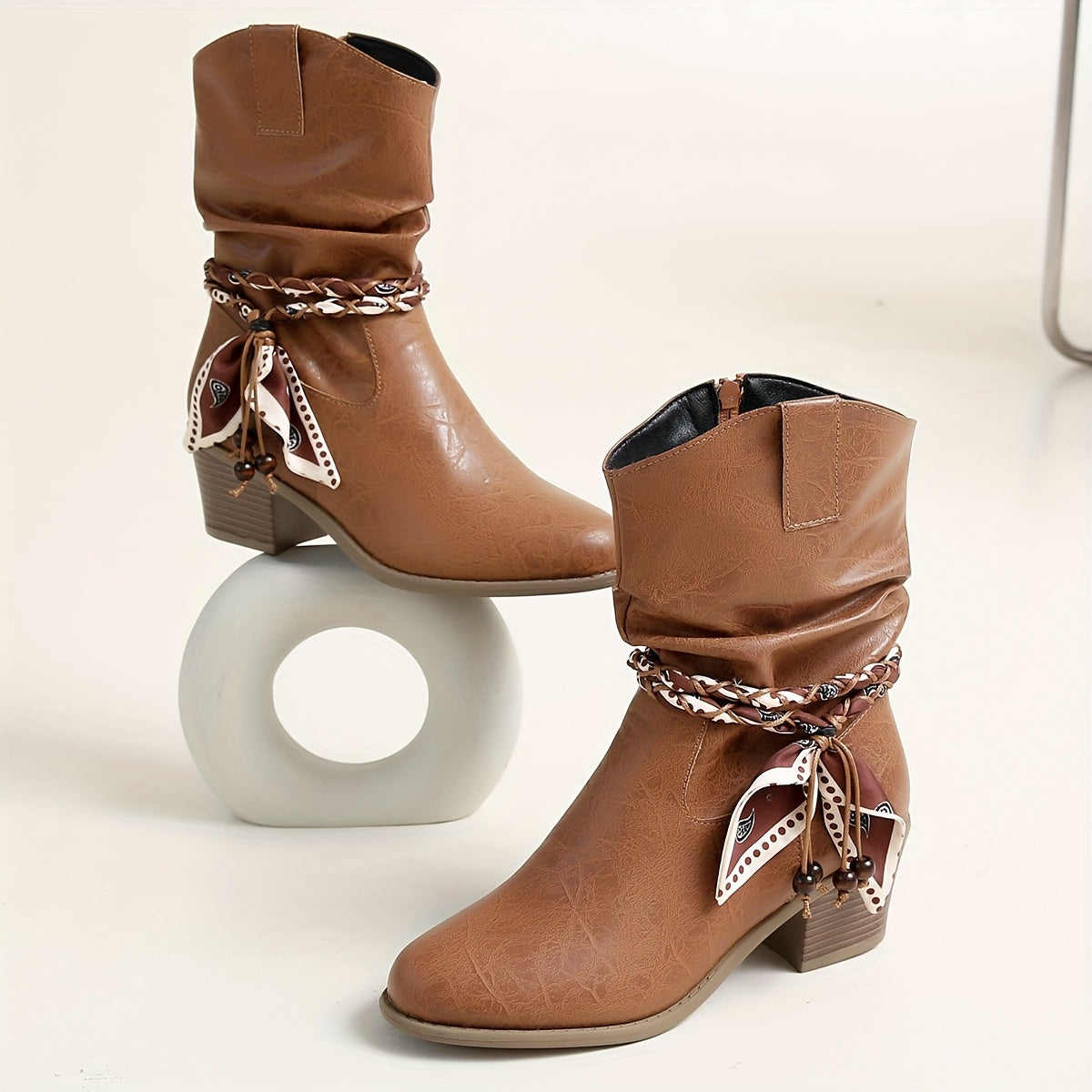 Dariela | Women's Bandana Western Ankle Boots