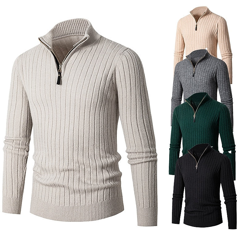 Darnell | Men's Cozy Quarter-Zip Ribbed Sweater