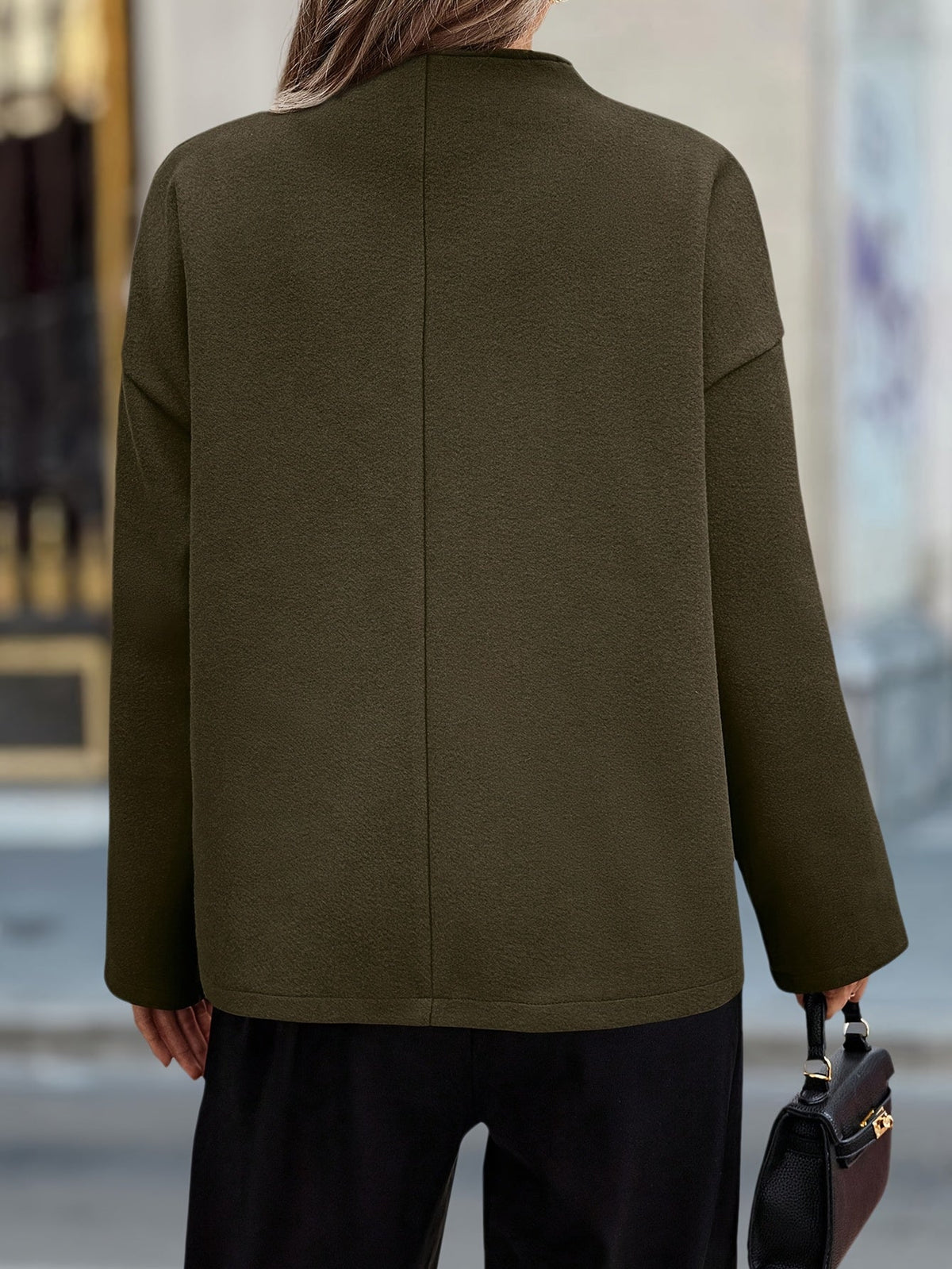 Fern | Women's Dark Green Fleece Pea Coat