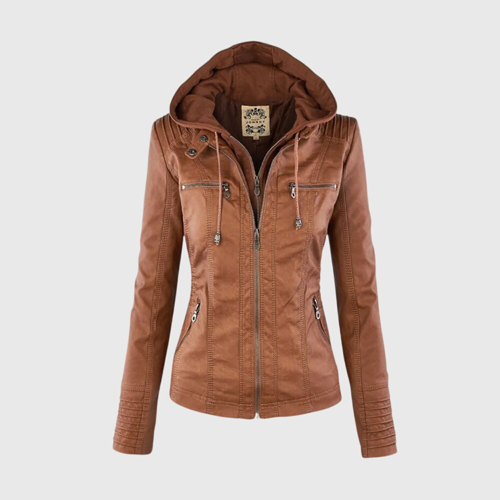 Karoline | Women's Hooded Leather Jacket