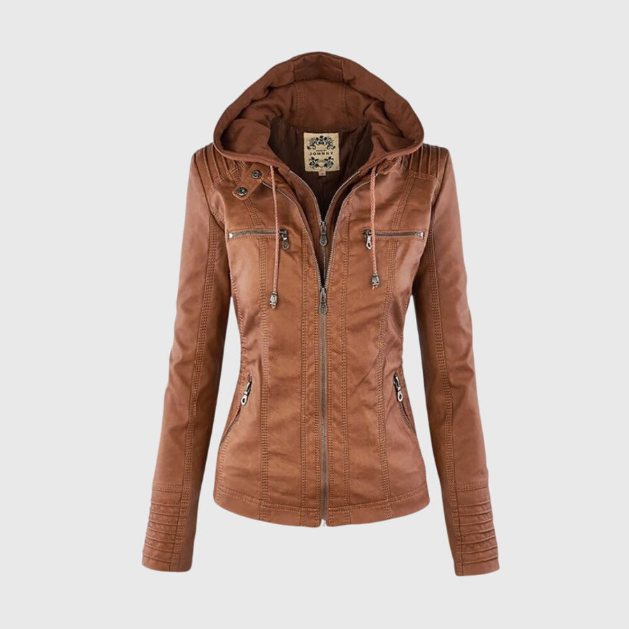 Karoline | Women's Hooded Leather Jacket