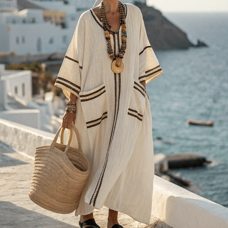 Robe Ample "Céleste" avec Détails Bohèmes