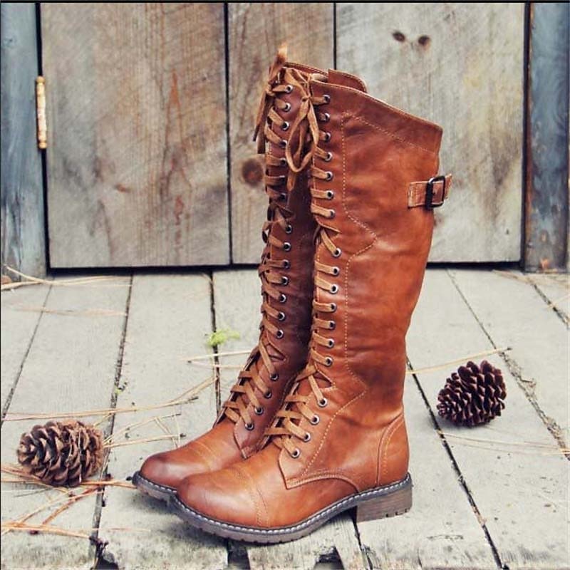 Dorinda | Women's Knee-High Lace-Up Riding Boots