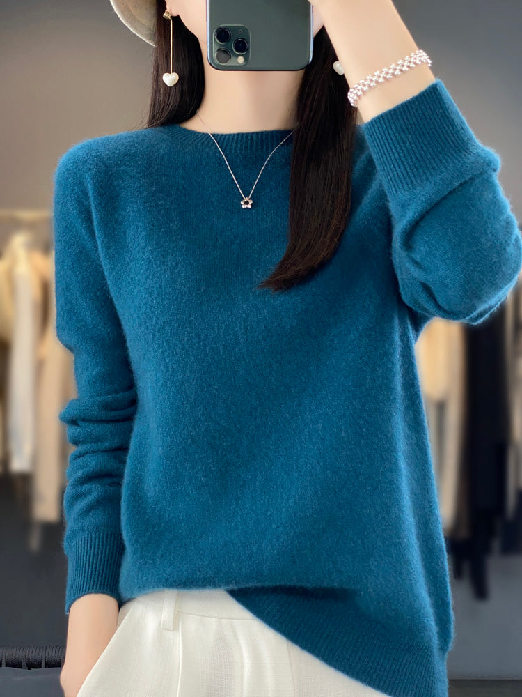 Anette | Women's Cotton Relaxed Fit Crew Neck Knit Sweater