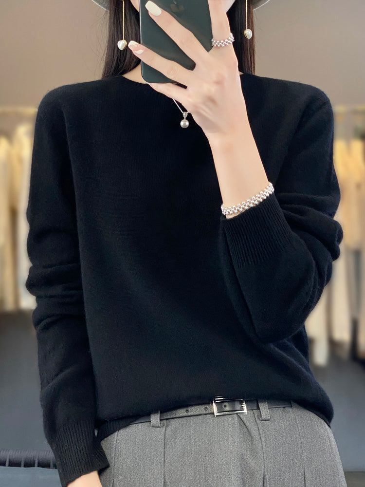 Anette | Women's Cotton Relaxed Fit Crew Neck Knit Sweater