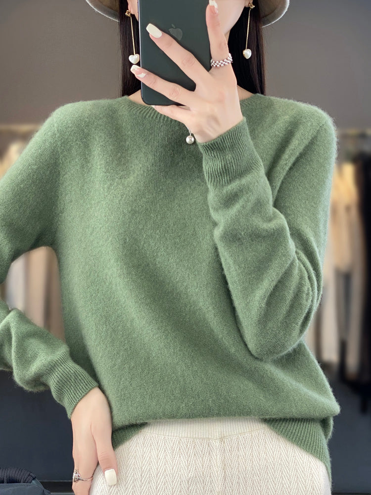 Anette | Women's Cotton Relaxed Fit Crew Neck Knit Sweater