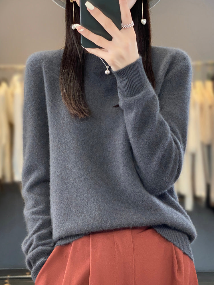 Anette | Women's Cotton Relaxed Fit Crew Neck Knit Sweater