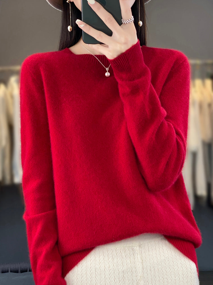 Anette | Women's Cotton Relaxed Fit Crew Neck Knit Sweater