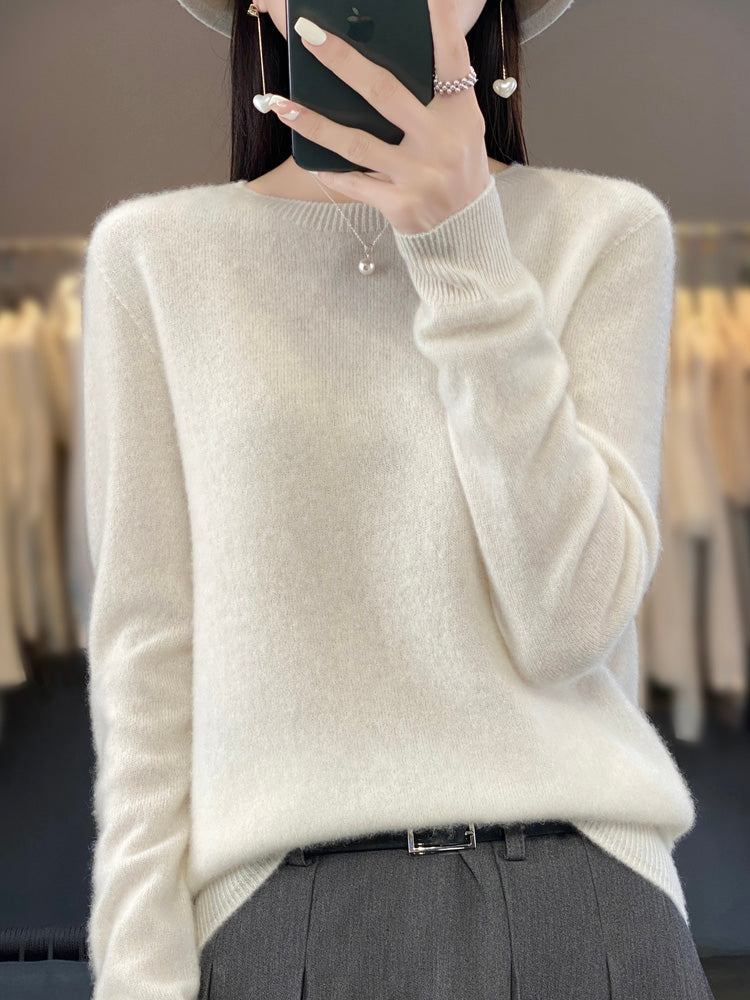 Anette | Women's Cotton Relaxed Fit Crew Neck Knit Sweater