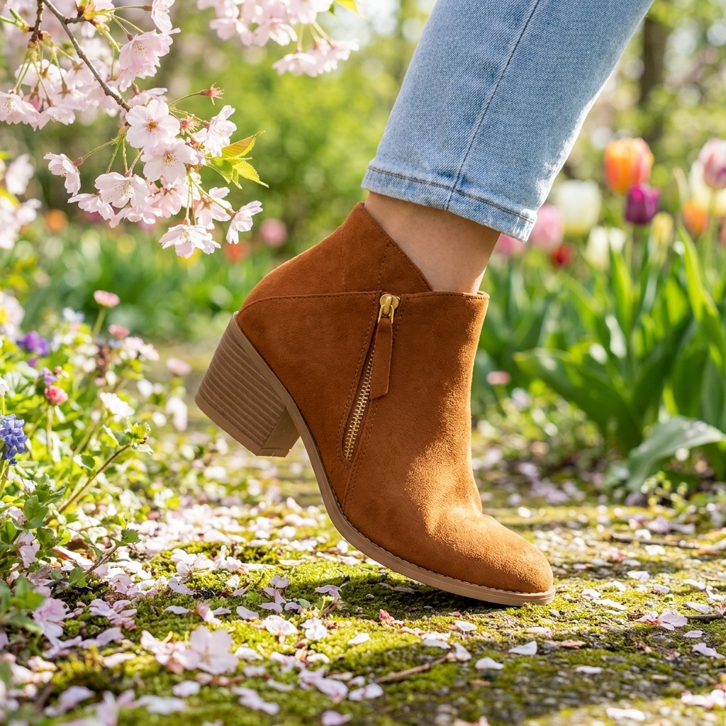 Vesper | Women's Round Toe Side Zip Block Heel Ankle Boots