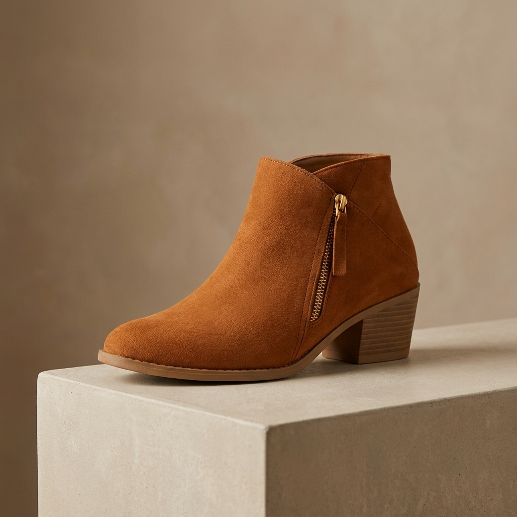 Vesper | Women's Round Toe Side Zip Block Heel Ankle Boots